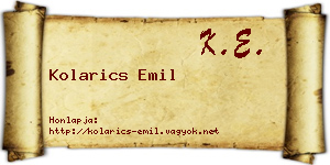 Kolarics Emil névjegykártya